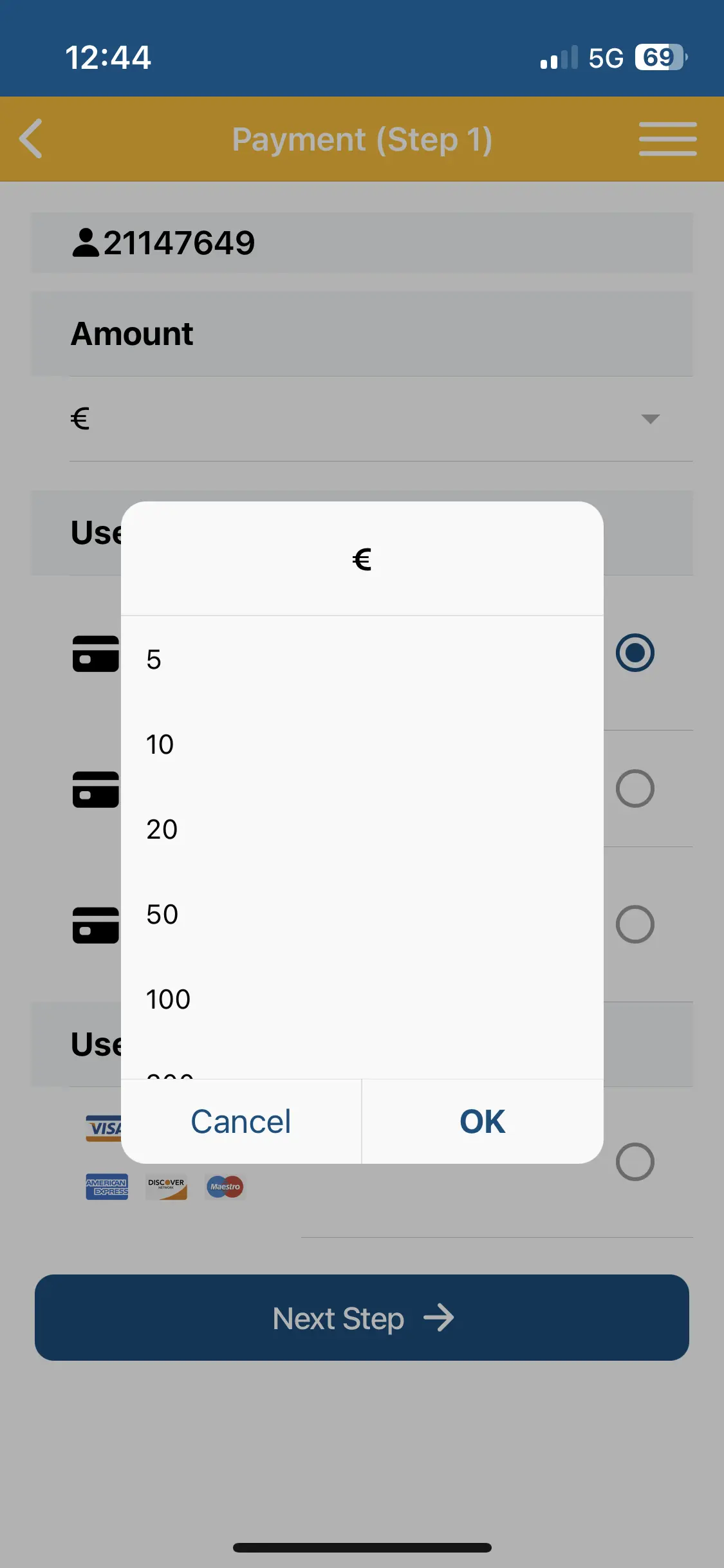 Current app screen 1